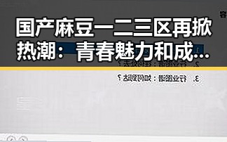 国产麻豆一二三区再掀热潮：青春魅力和成长故事的真实展现